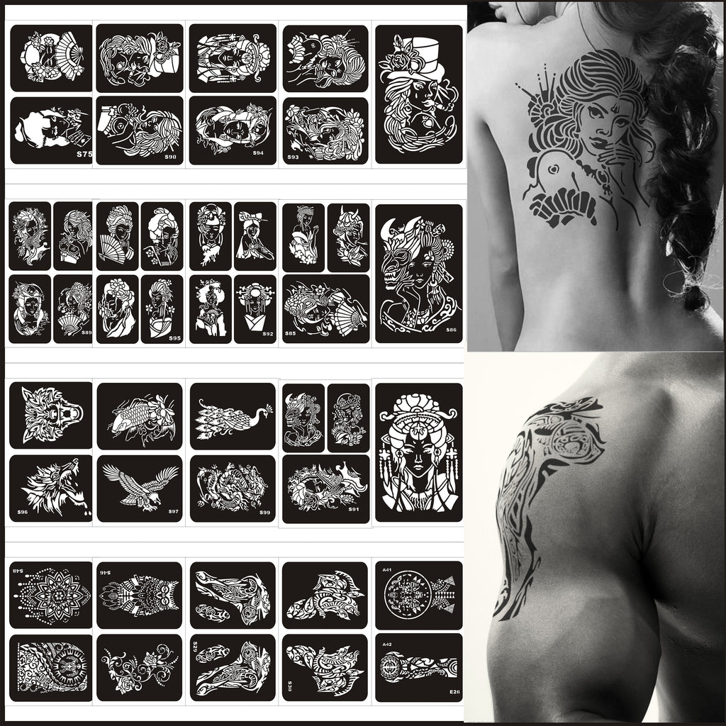 Henna Tattoo Stencils 24 Sheets Black Tattoo Templates Reusable