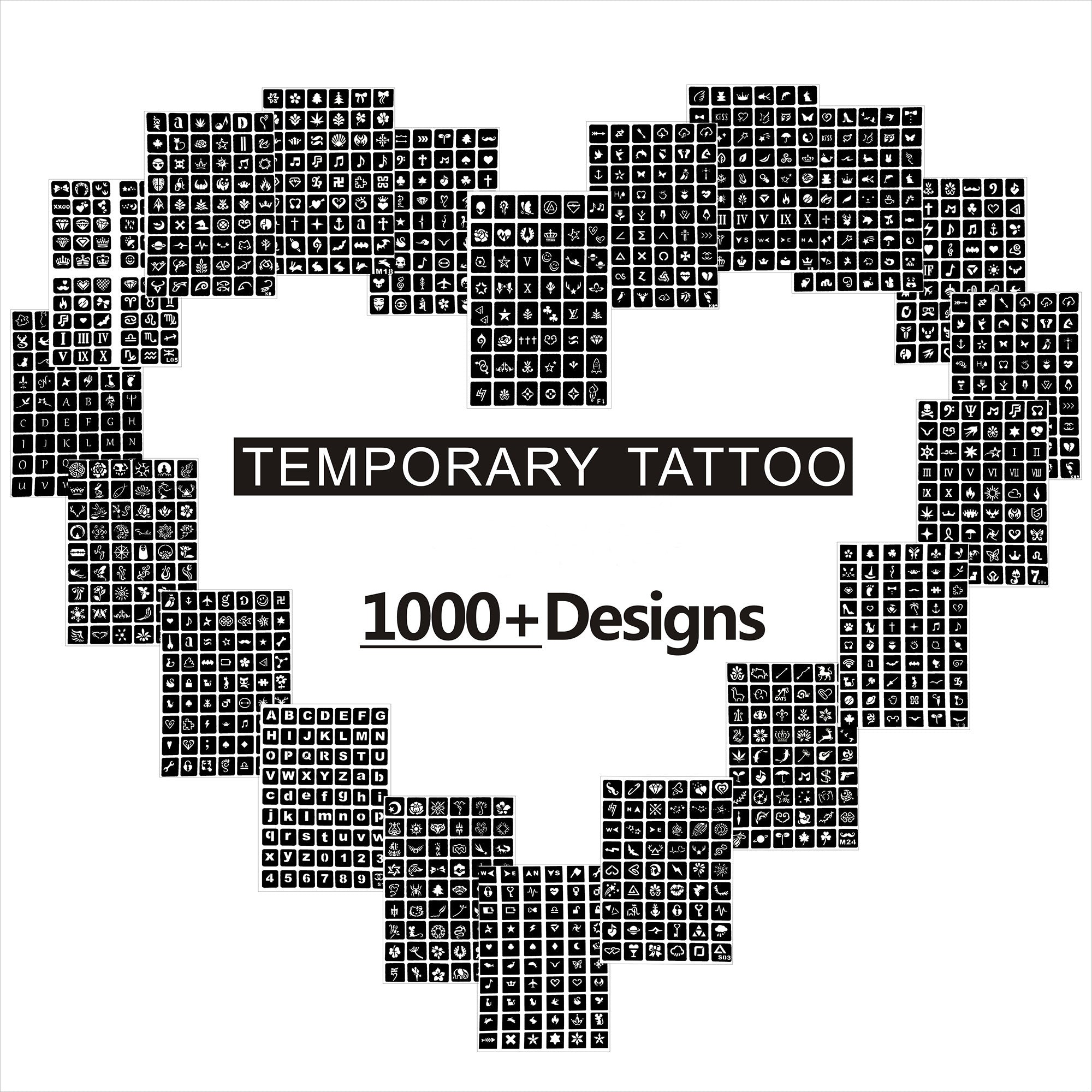 Temporary Tattoo Stencils Booklet #1 With 100 Different Designs